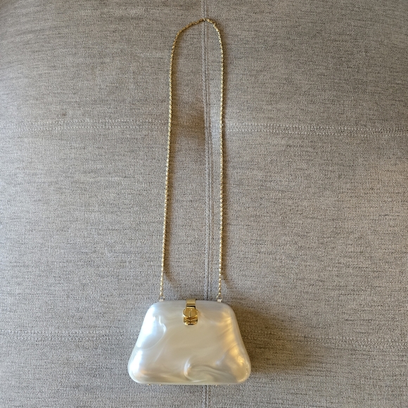 Lyrella Vintage Pearl White Women's Shoulder Bag / Clutch Rare Acrylic - Picture 2 of 16